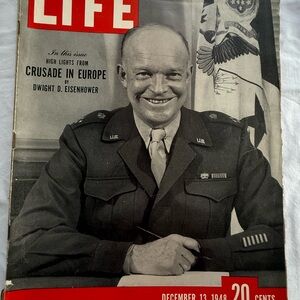 Vintage 1948 LIFE Magazine Dwight D. Eisenhower Cover WWII Americana History